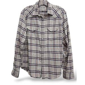 Vintage Lucky Brand Flannel Shirt Women Sz M Plaid PEARL SNAPS Gorp Grunge